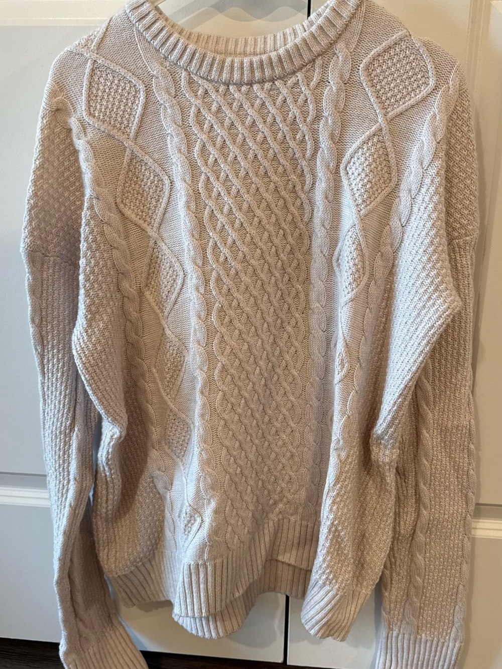 Kersh Cream Cable Knit Crewneck Sweater